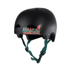 Shadow Conspiracy PROTECTIVE GEARS Shadow FeatherWeight In-Mold Helmet Big Boy Signature V2 - Satin Black/Teal Checkered Straps