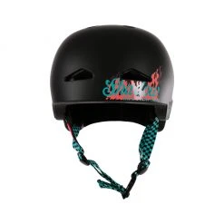 Shadow Conspiracy PROTECTIVE GEARS Shadow FeatherWeight In-Mold Helmet Big Boy Signature V2 - Satin Black/Teal Checkered Straps