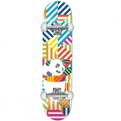 Enjoi Panda Stripes Resin Soft Wheels Complete Skateboard - 7.75" White/Multi SKATEBOARDS