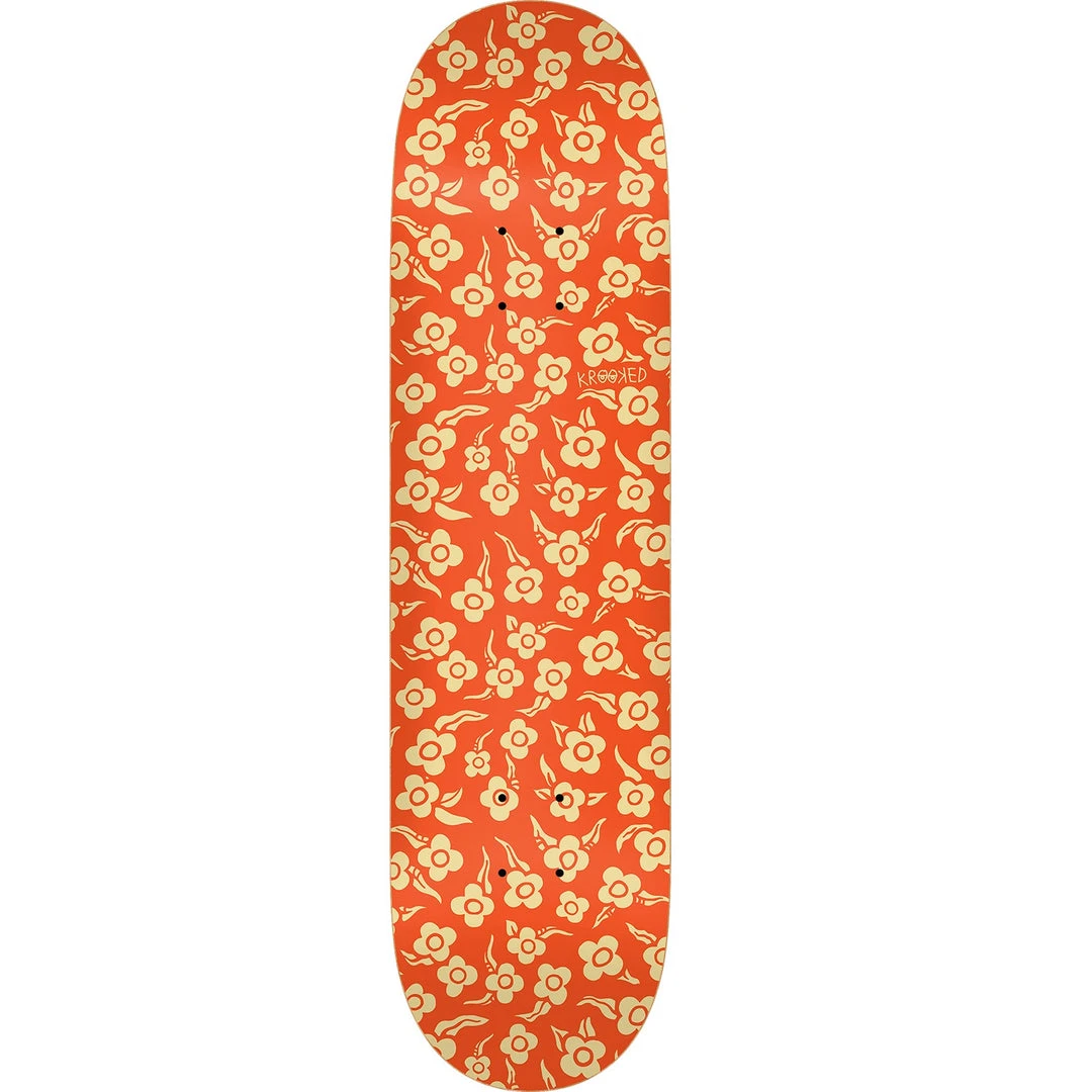 Krooked Flowers Skateboard Deck - 8.06" Orange 3 Krooked Flowers Skateboard Deck - 8.06" Orange