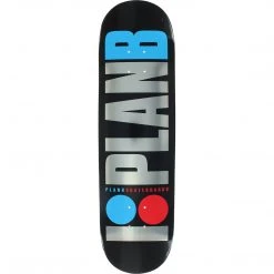 Plan B Team OG Foil Skateboard Deck - 8.25" Black/Silver/Blue/Red Decks