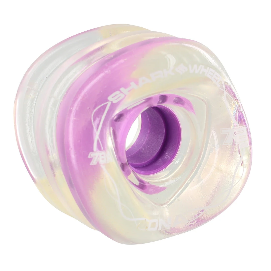 Shark Wheels DNA 72mm 78a - Clear/Purple Hub (Set Of 4) Shark Wheels DNA 72mm 78a - Clear/Purple Hub (Set Of 4)