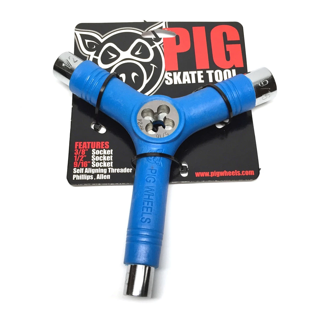 Tools Pig Tri-Socket Skate Tool - Neon Blue Tools Pig Tri-Socket Skate Tool - Neon Blue