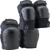 PROTECTIVE GEARS ProTec Open Back Knee/Elbow Combo Pad Set - Black