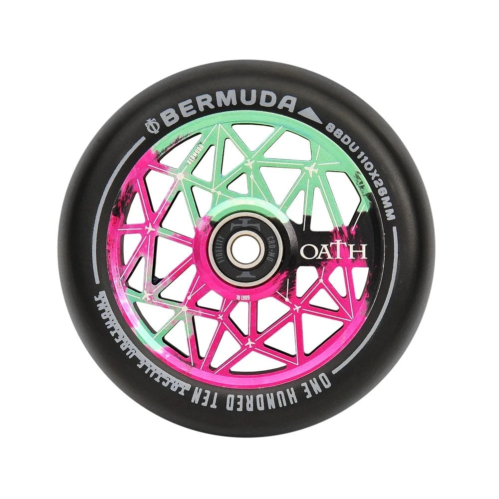Oath Bermuda Scooter Wheels 110mm - Green/Pink/Black (Pair) 3 Oath Bermuda Scooter Wheels 110mm - Green/Pink/Black (Pair)