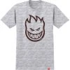 Spitfire Bighead Short Sleeve T-Shirt - Ash Heather/Dark Red