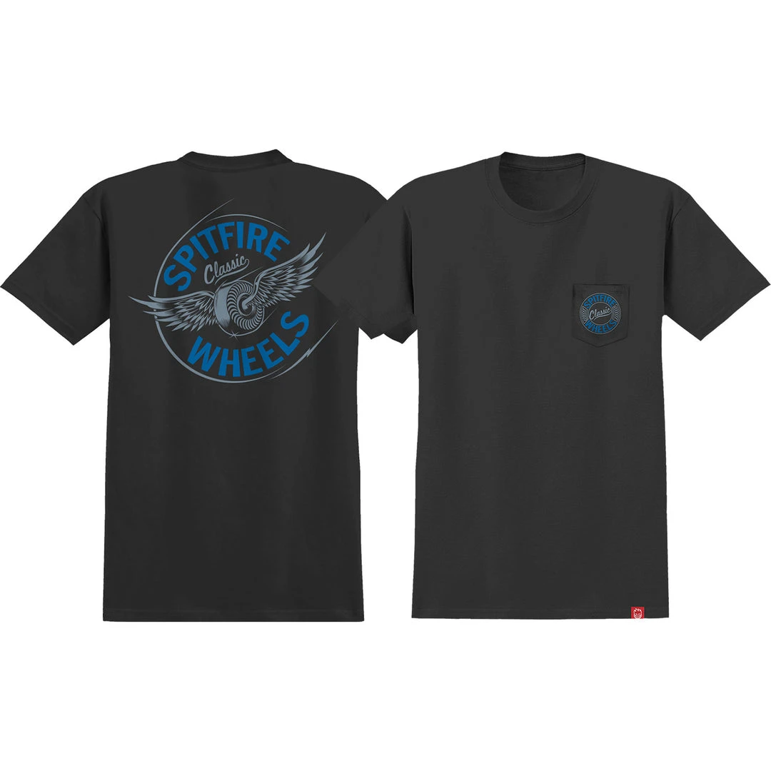 MEN Spitfire Flying Classic Pocket T-Shirts Medium - Black/Blue 3 MEN Spitfire Flying Classic Pocket T-Shirts Medium - Black/Blue