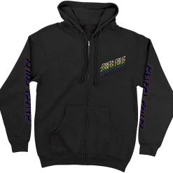Santa Cruz Multi Strip Zip Hooded Mens Sweatshirt - Black