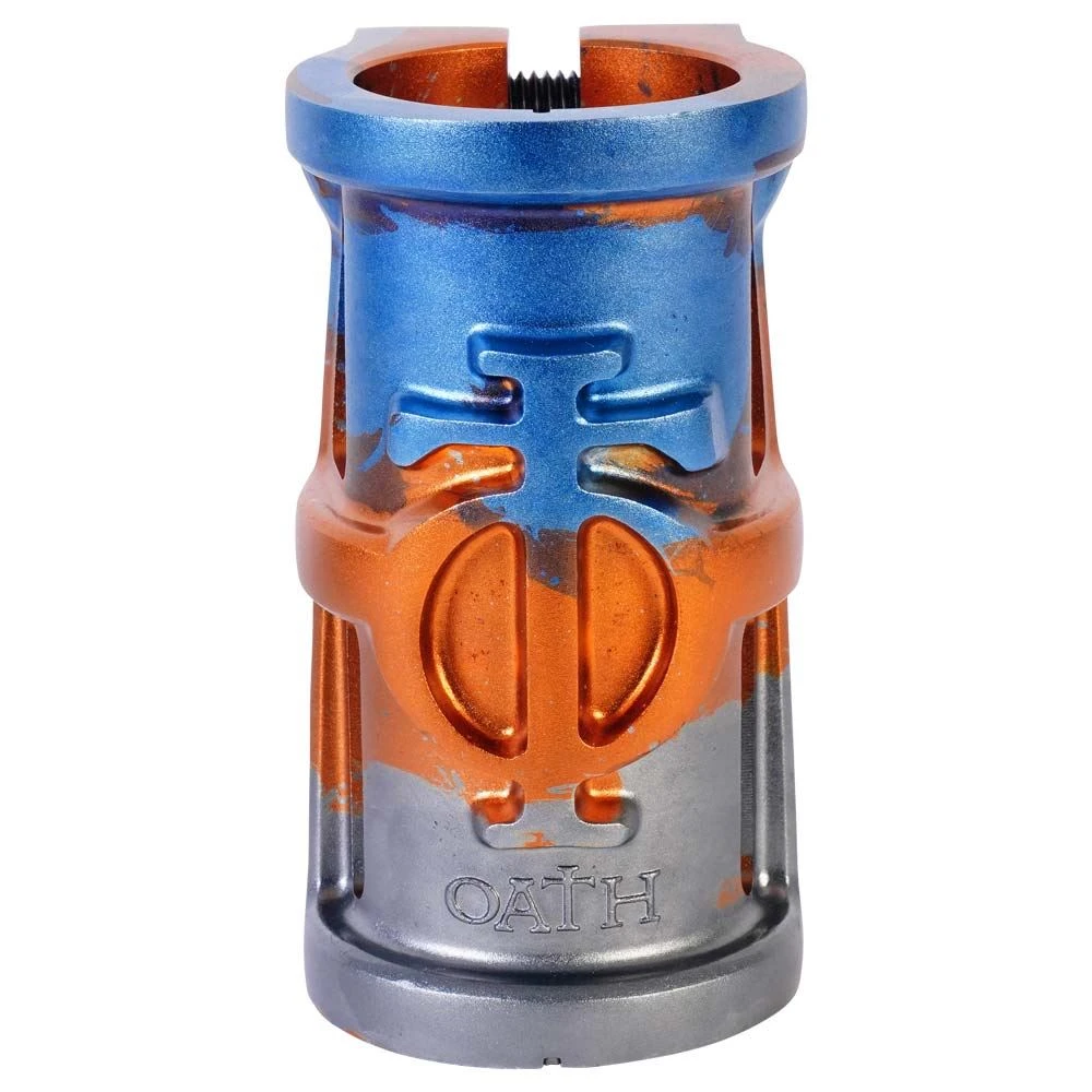 Oath Cage V2 SCS 4 Bolt Clamp - Orange/Blue/Titanium Clamps 4 Oath Cage V2 SCS 4 Bolt Clamp - Orange/Blue/Titanium Clamps