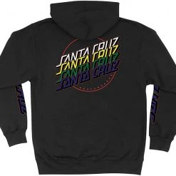 Santa Cruz Multi Strip Zip Hooded Mens Sweatshirt - Black