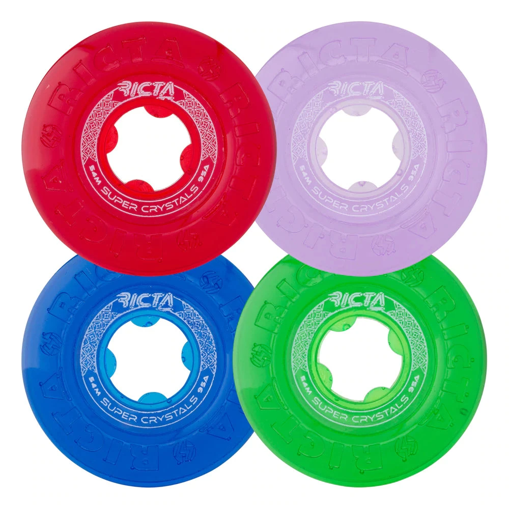 Ricta Super Crystals 54mm 95a Wheels - Trans Purple/Green/Blue/Red (Set) 3 Ricta Super Crystals 54mm 95a Wheels - Trans Purple/Green/Blue/Red (Set)