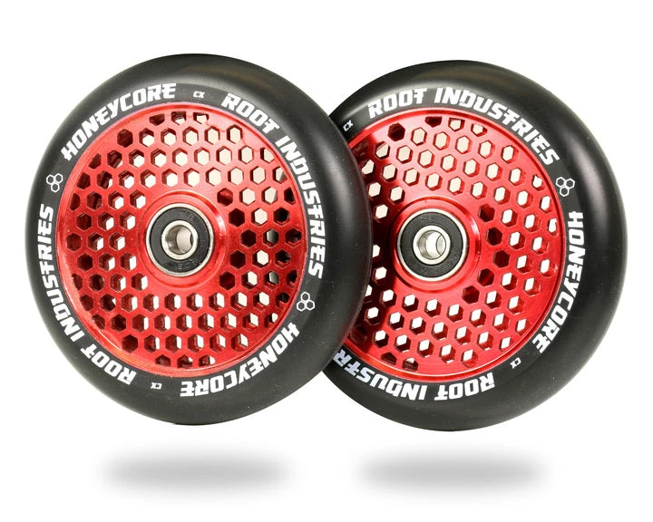 Root Industries 110mm HoneyCore Wheels - Black/Red (Pair) 3 Root Industries 110mm HoneyCore Wheels - Black/Red (Pair)