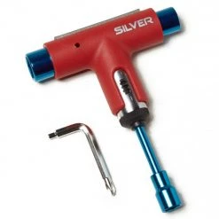 Silver Multi-Purpose Skate Tool - Red/Blue