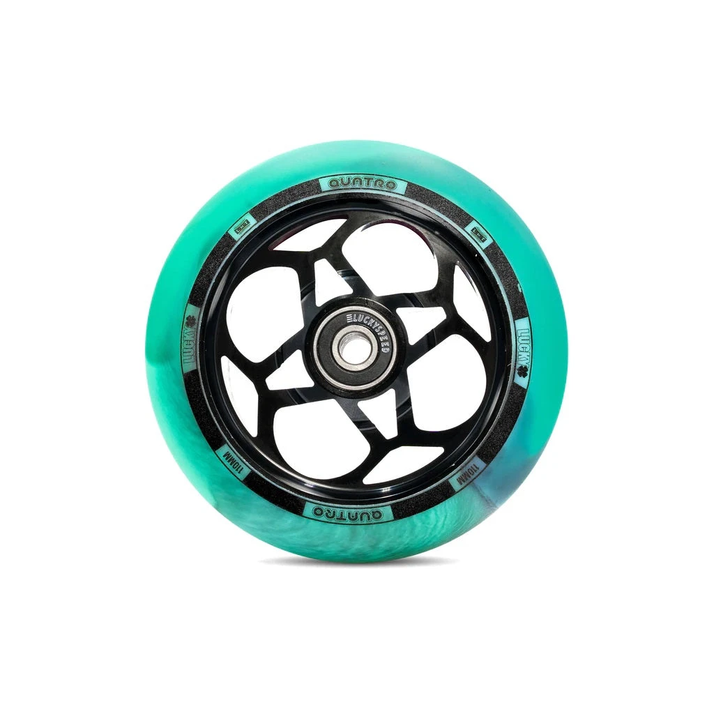 Lucky Scooters Lucky Scooter Wheel Quatro 110mm - Black/Teal Swirl 3 Lucky Scooters Lucky Scooter Wheel Quatro 110mm - Black/Teal Swirl