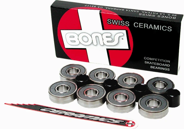 Bones Swiss Ceramic Skateboard Bearings (Set Of 8) 4 Bones Swiss Ceramic Skateboard Bearings (Set Of 8)