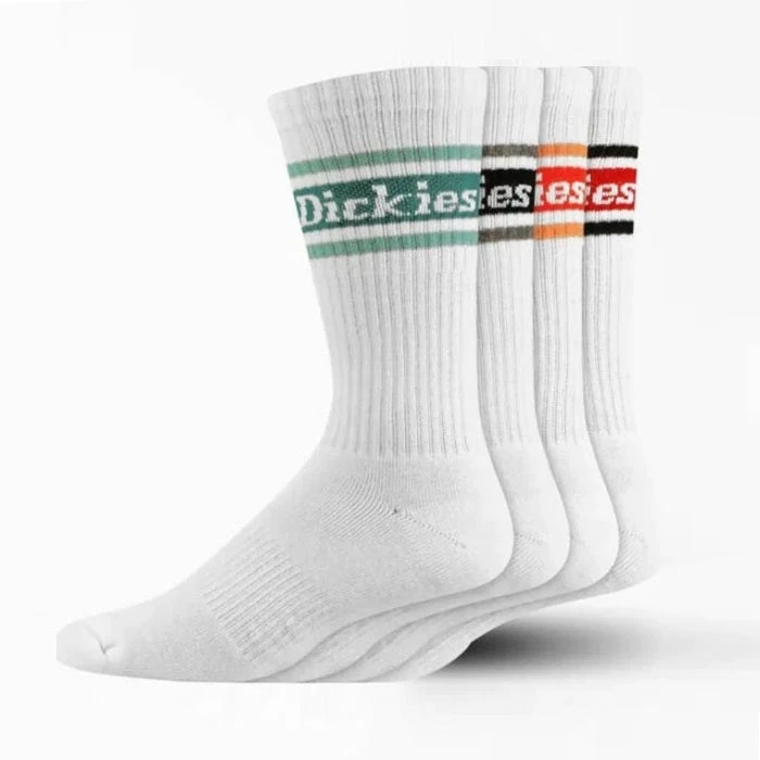 Dickies 4-Pack Skate Rugby Strip Crew Socks - White/Multi Stripe (WSN) 3 Dickies 4-Pack Skate Rugby Strip Crew Socks - White/Multi Stripe (WSN)