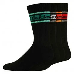 Dickies 4-Pack Skate Rugby Strip Crew Socks - Black/Spring Stripe (BSN)