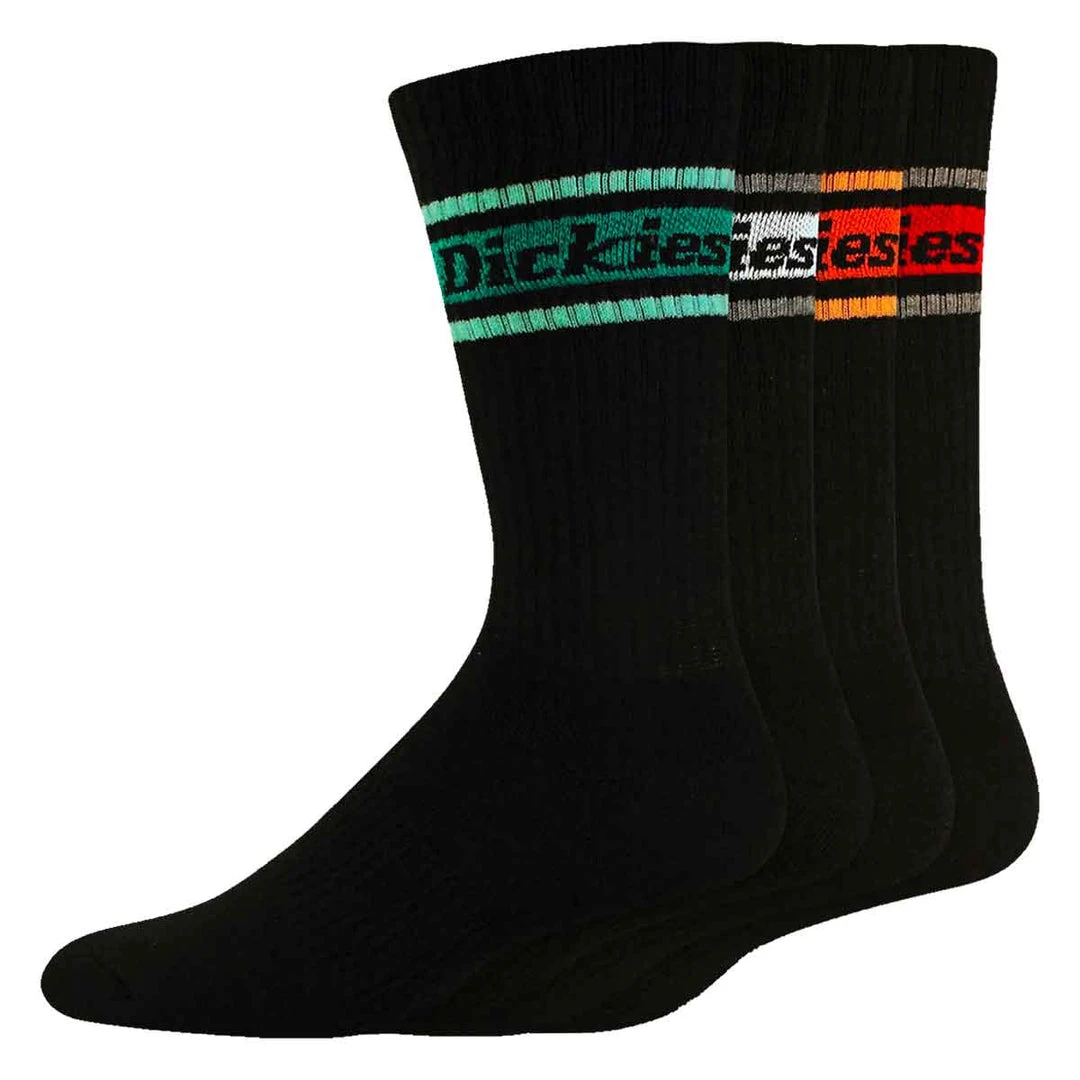 Dickies 4-Pack Skate Rugby Strip Crew Socks - Black/Spring Stripe (BSN) 3 Dickies 4-Pack Skate Rugby Strip Crew Socks - Black/Spring Stripe (BSN)