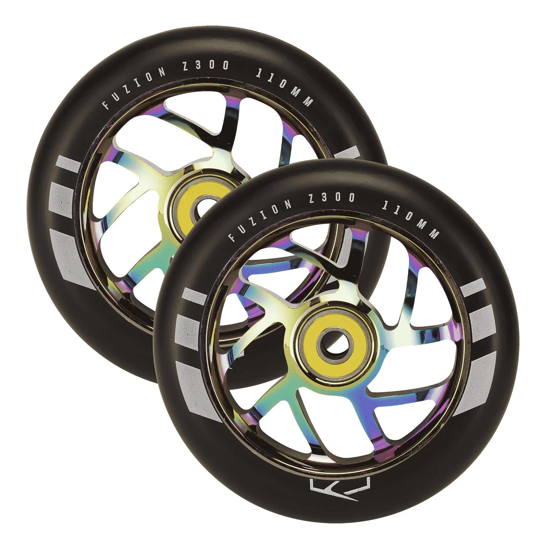 Fuzion Flight Wheels 110mm - Black/Neochrome Core (Pair) Fuzion Flight Wheels 110mm - Black/Neochrome Core (Pair)