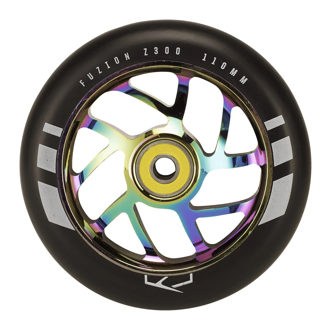 Fuzion Flight Wheels 110mm - Black/Neochrome Core (Pair) Fuzion Flight Wheels 110mm - Black/Neochrome Core (Pair)