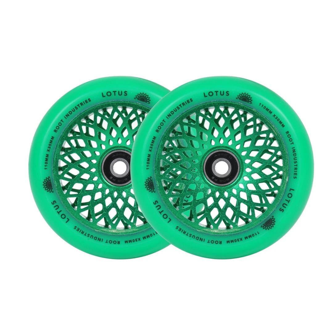 Root Industries 110mm X 24mm Lotus Wheels - Green (Pair) 4 Root Industries 110mm X 24mm Lotus Wheels - Green (Pair)