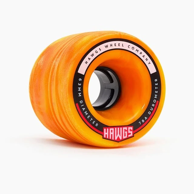 Hawgs Fatty Wheels 63mm 78a - Orange/Yellow Swirl (Set Of 4) 3 Hawgs Fatty Wheels 63mm 78a - Orange/Yellow Swirl (Set Of 4)