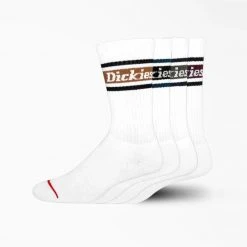 Dickies 4-Pack Skate Rugby Strip Crew Socks - White/Fall Stripe (WSF)