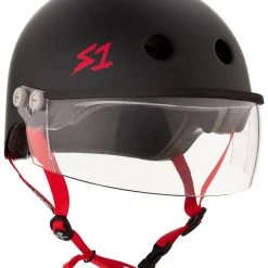 S1 Lifer Visor Gen 2 Helmet - Black Matte/Red Straps PROTECTIVE GEARS