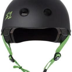S1 Lifer Helmet - Black Matte/Bright Green Straps PROTECTIVE GEARS