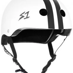 S1 Lifer Helmet - White Gloss/Black Stripes PROTECTIVE GEARS