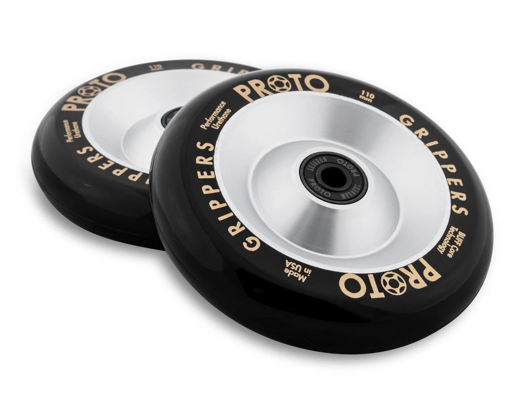 Proto Wheels Classic Full Core Grippers 110mm - Black On Raw (Pair) 4 Proto Wheels Classic Full Core Grippers 110mm - Black On Raw (Pair)