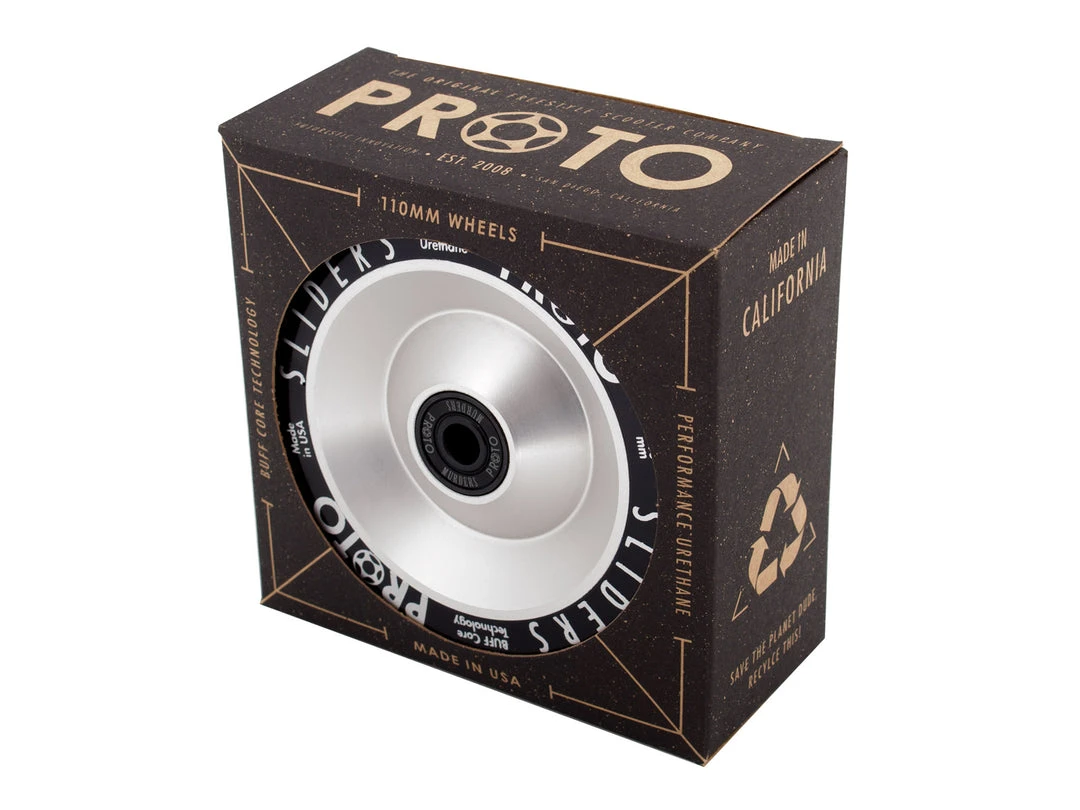 Proto Wheels Classic Full Core Sliders 110mm - Black On Raw (Pair) 5 Proto Wheels Classic Full Core Sliders 110mm - Black On Raw (Pair)