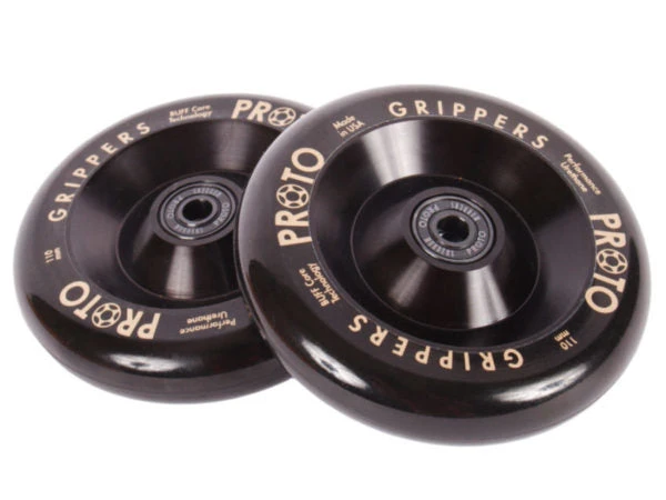 Proto Wheels Classic Full Core Grippers 110mm - Black On Black (Pair) 4 Proto Wheels Classic Full Core Grippers 110mm - Black On Black (Pair)