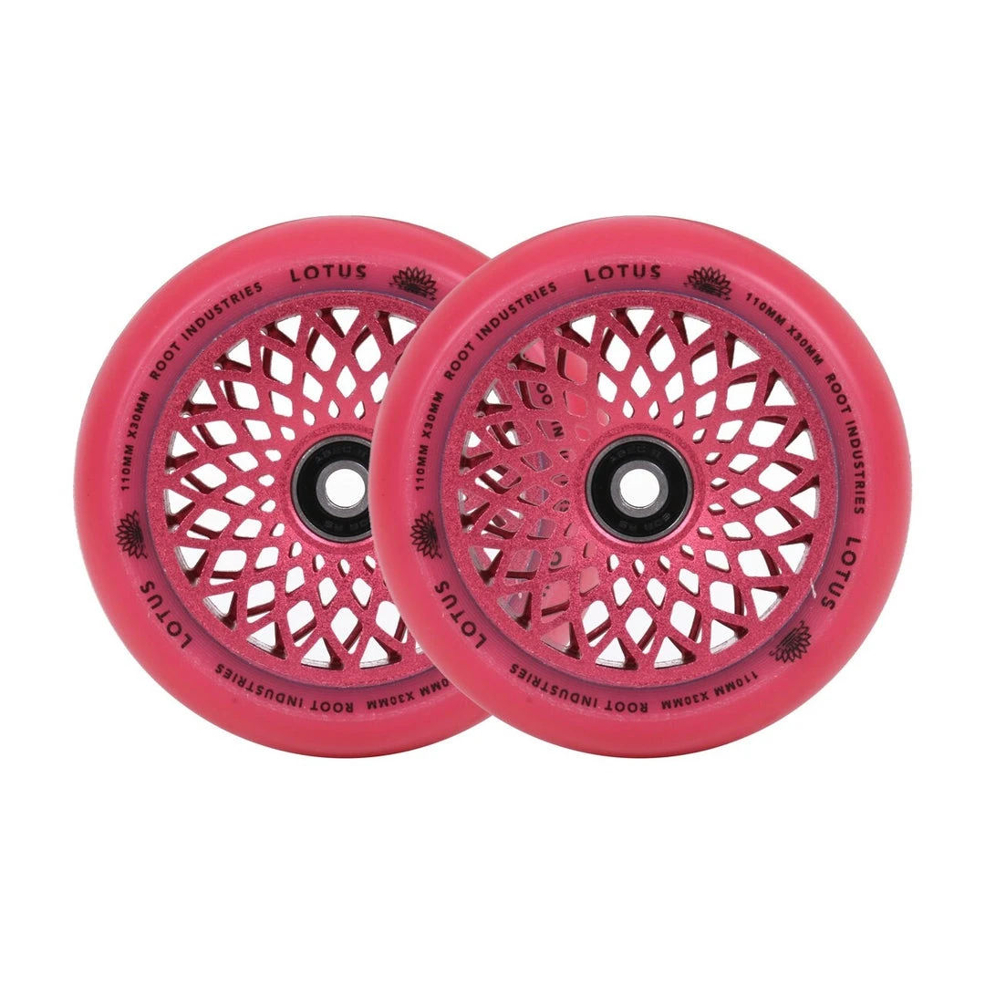 Root Industries 110mm X 24mm Lotus Wheels - Pink (Pair) Root Industries 110mm X 24mm Lotus Wheels - Pink (Pair)