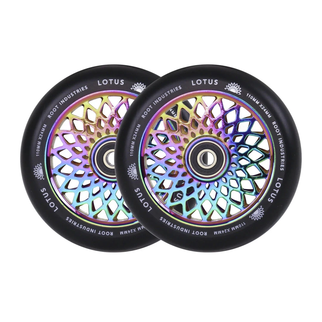 Root Industries 110mm X 24mm Lotus Wheels - Black/Rocket Fuel (Pair) Root Industries 110mm X 24mm Lotus Wheels - Black/Rocket Fuel (Pair)