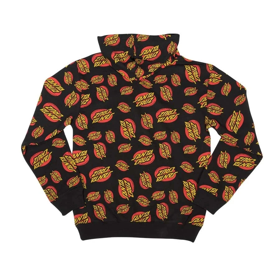 Santa Cruz Oval Dot Repeat Pullover Hooded Mens Sweatshirt - Black 4 Santa Cruz Oval Dot Repeat Pullover Hooded Mens Sweatshirt - Black