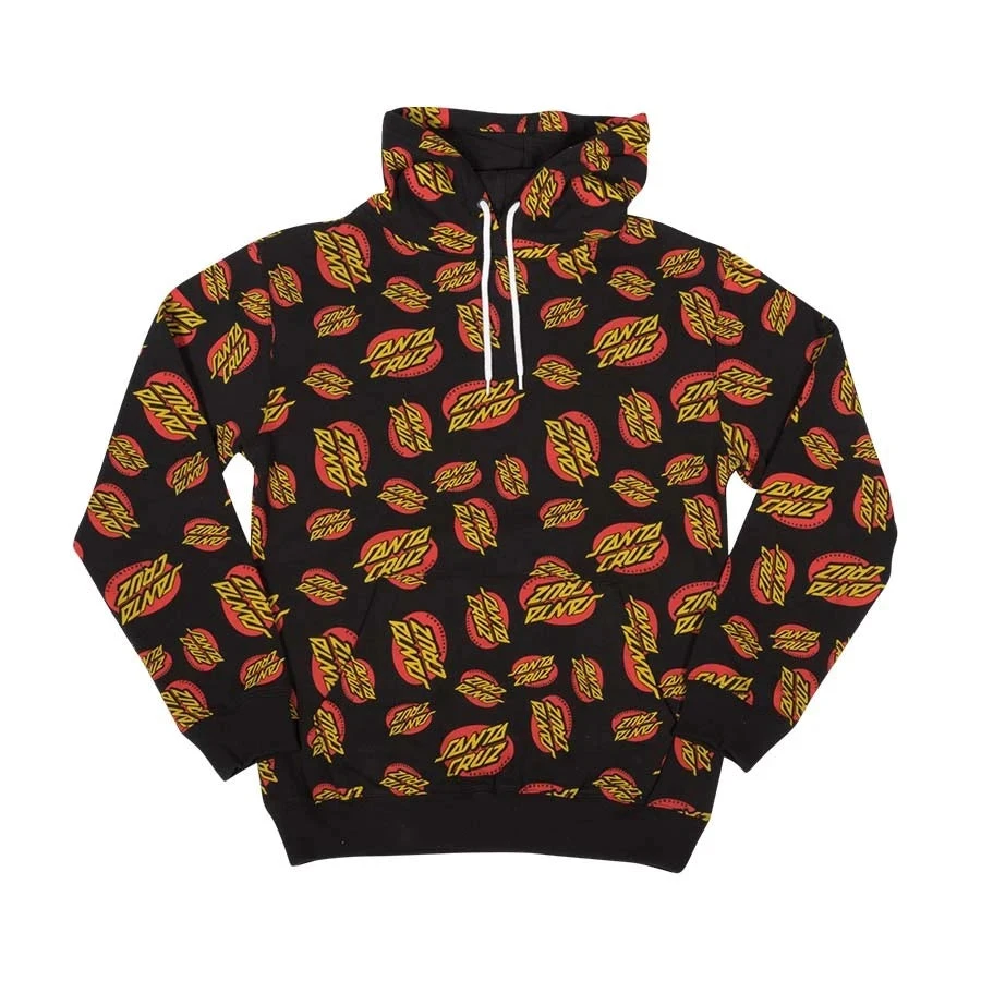 Santa Cruz Oval Dot Repeat Pullover Hooded Mens Sweatshirt - Black 3 Santa Cruz Oval Dot Repeat Pullover Hooded Mens Sweatshirt - Black