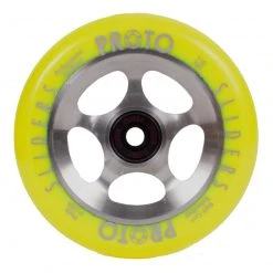 Proto StarBright Sliders Wheels 110mm - Neon Yellow On Raw (Pair)