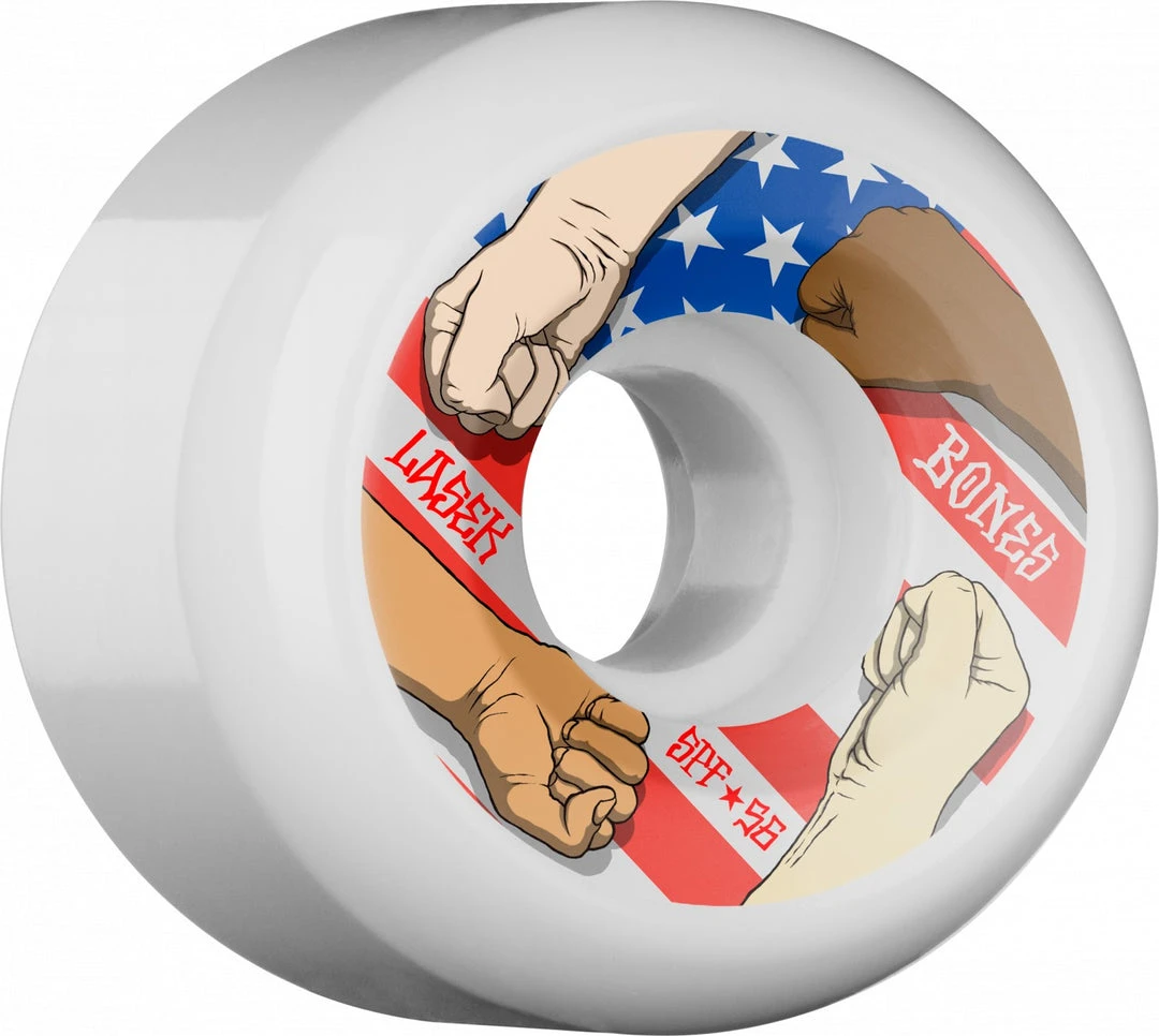 Bones SPF Pro Lasek United 56mm Wheels - White (Set Of 4) 3 Bones SPF Pro Lasek United 56mm Wheels - White (Set Of 4)