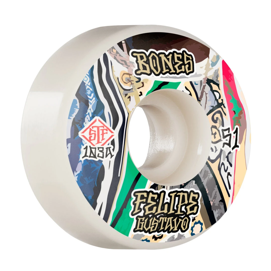 Bones STF Gustavo Bed-Stuy V1 51mm Wheels - White (Set Of 4) 3 Bones STF Gustavo Bed-Stuy V1 51mm Wheels - White (Set Of 4)