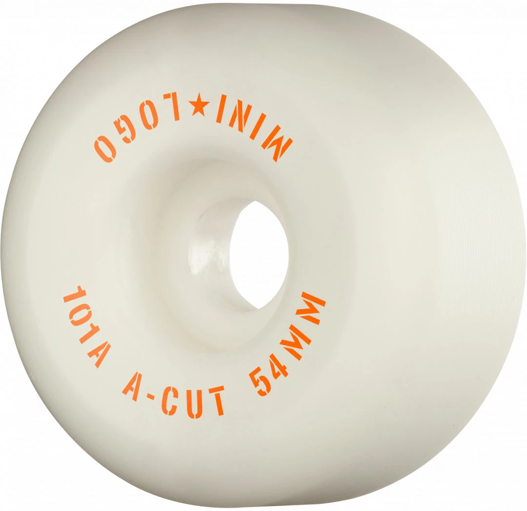 Mini Logo Wheels A-Cut "2" 54mm 101a - White (Set Of 4) 3 Mini Logo Wheels A-Cut "2" 54mm 101a - White (Set Of 4)