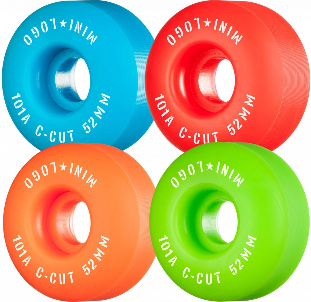 Mini Logo Wheels C-Cut "2" 52mm 101a - Assorted (Set Of 4) 3 Mini Logo Wheels C-Cut "2" 52mm 101a - Assorted (Set Of 4)