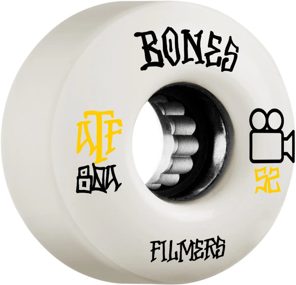 Bones ATF Filmers 52mm 80a Wheels - White (Set Of 4) 3 Bones ATF Filmers 52mm 80a Wheels - White (Set Of 4)