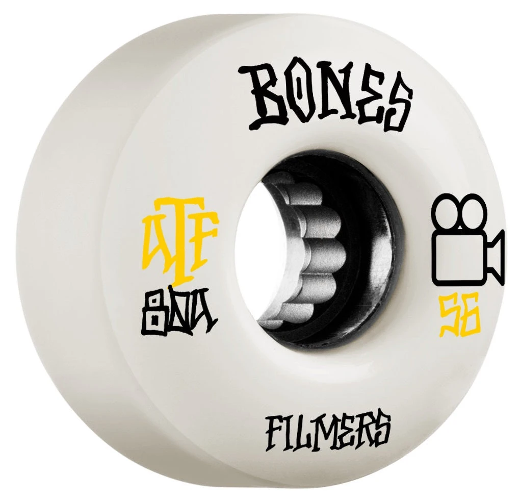 Bones ATF Filmers 56mm 80a Wheels - White (Set Of 4) 3 Bones ATF Filmers 56mm 80a Wheels - White (Set Of 4)