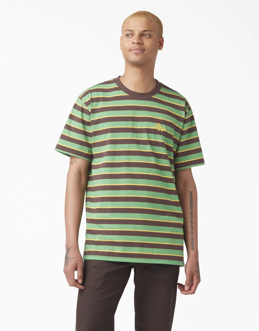 MEN Dickies Vincent Alvarez Striped T-Shirt - Leaf Green Stripe 3 MEN Dickies Vincent Alvarez Striped T-Shirt - Leaf Green Stripe