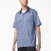 Dickies Vincent Alvarez Block Collar Work Shirt - Gulf Blue 1 Dickies Vincent Alvarez Block Collar Work Shirt - Gulf Blue