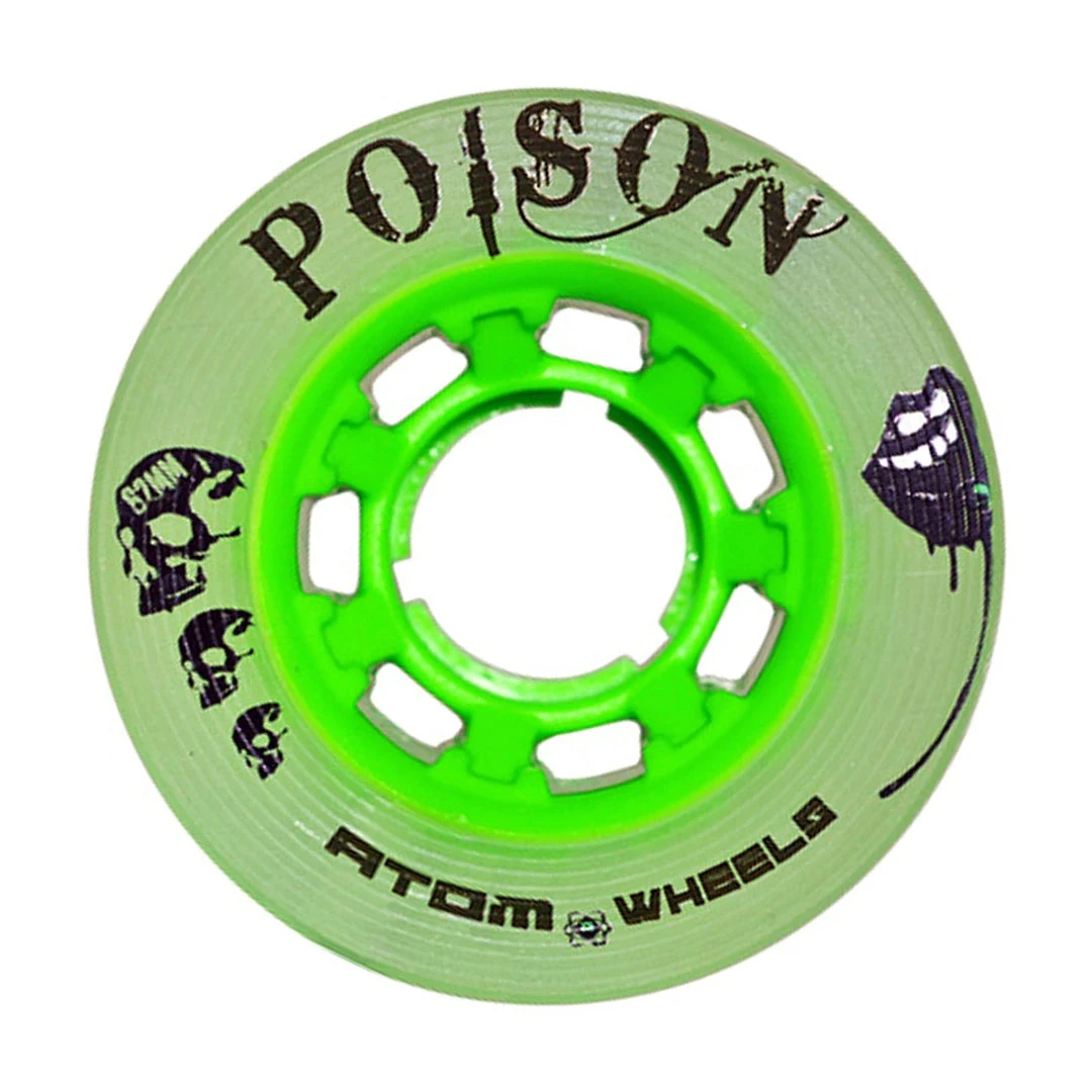 Atom Poison Roller Skate Wheels 62x44mm 84a - Green (Set Of 4) Atom Poison Roller Skate Wheels 62x44mm 84a - Green (Set Of 4)