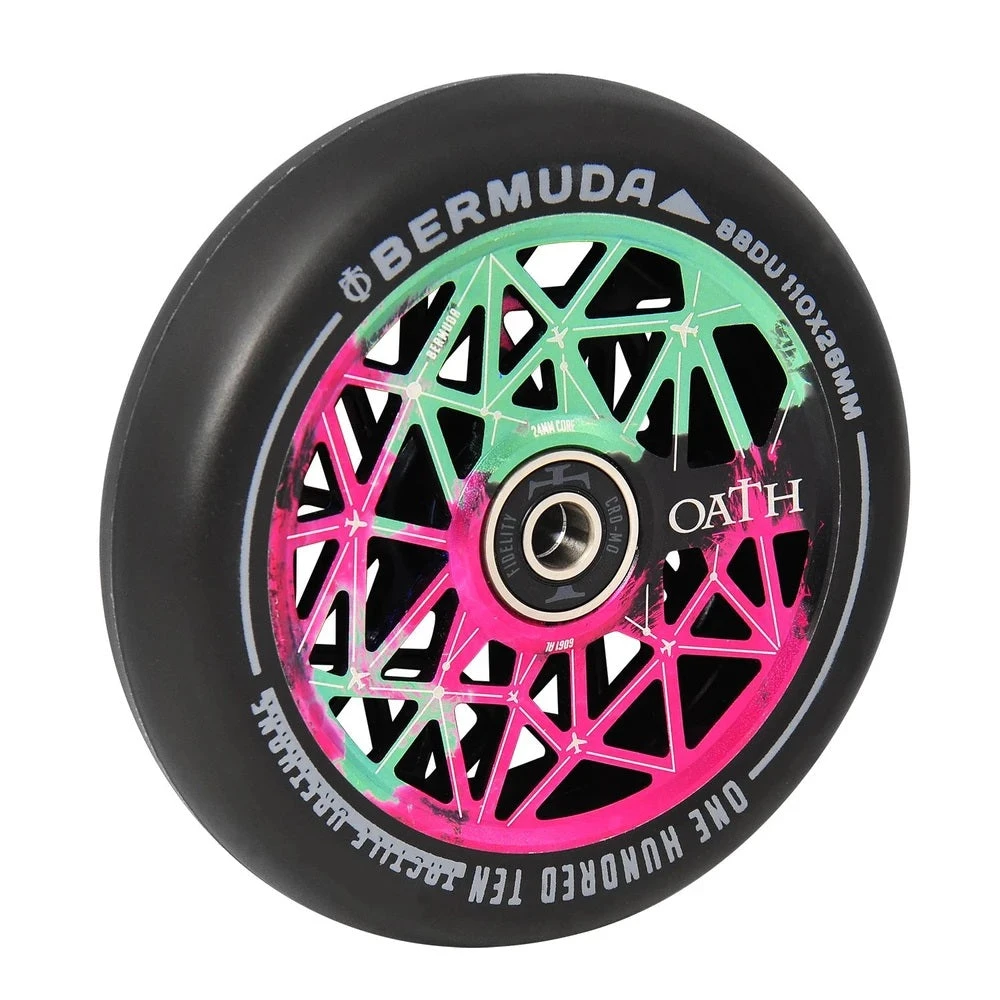 Oath Bermuda Scooter Wheels 110mm - Green/Pink/Black (Pair) 5 Oath Bermuda Scooter Wheels 110mm - Green/Pink/Black (Pair)