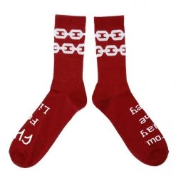 Cult Chain Socks - Burgundy/White