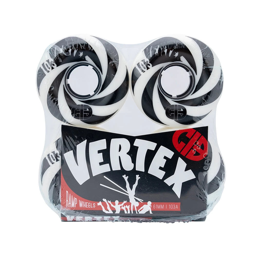 CIB Vertex Roller Skate Wheels 61mm 103a - Black/White (4 Pack) 5 CIB Vertex Roller Skate Wheels 61mm 103a - Black/White (4 Pack)
